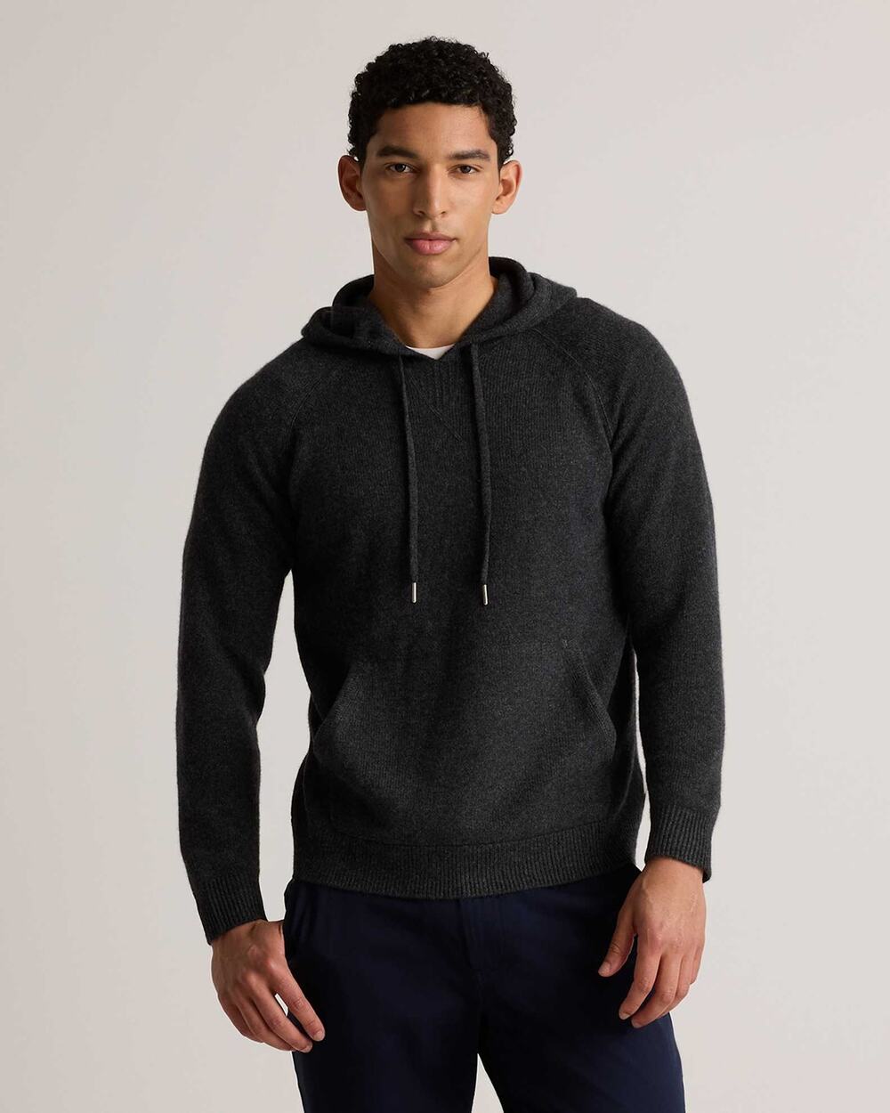 NWT Quince Men's Mongolian Cashmere Pullover Hoodie Heather Charcoal L